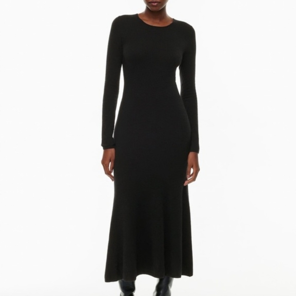 Aritzia Wilfred Danse Black Knit Dress Wool Cashmere Blend Size XS